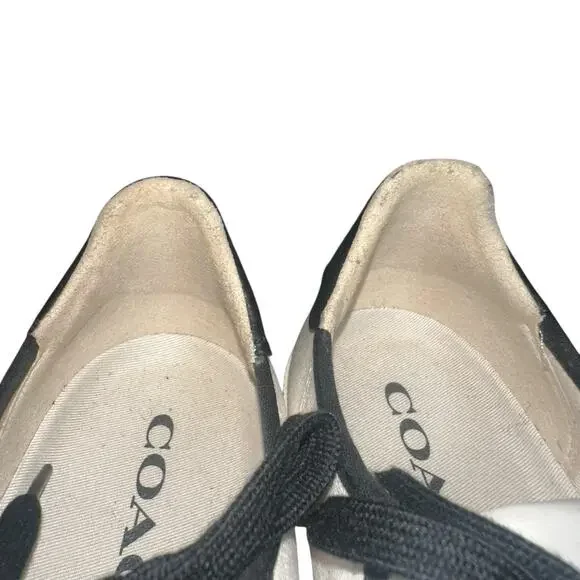 Coach FG3846 Logo Canvas Sneakers Women’s Sz 9B White Black Lace Up Casual Shoes - Picture 14 of 15